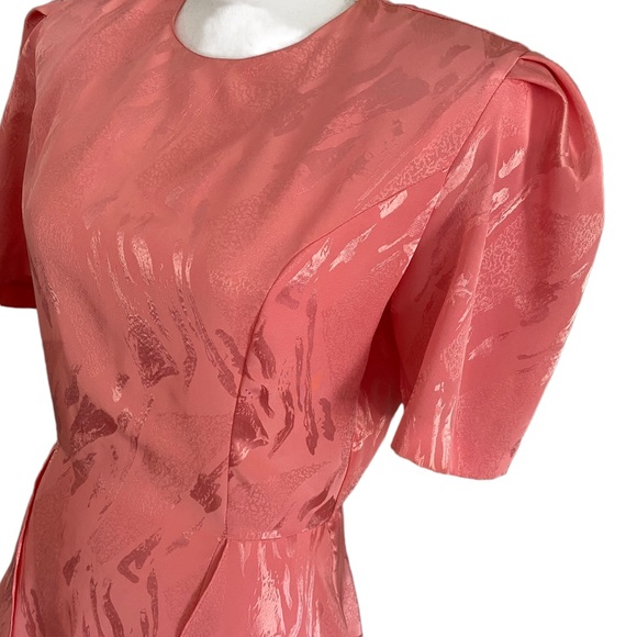 Vintage 80s April Rain Peplum Dress Midi Puff Sleeve - Picture 3 of 13